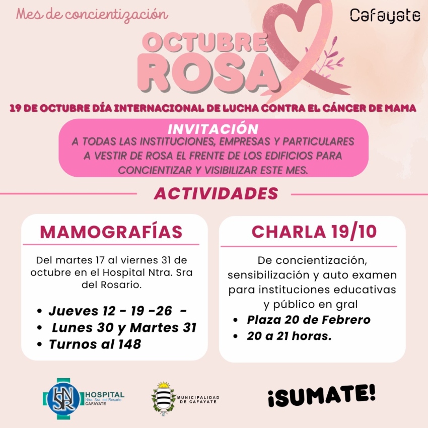 Mes de Concientización por el Cáncer de Mama en Cafayate ...